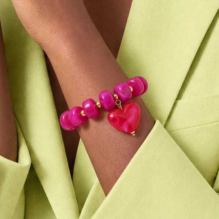 Stainless steel fantasiearmband hart voor dames