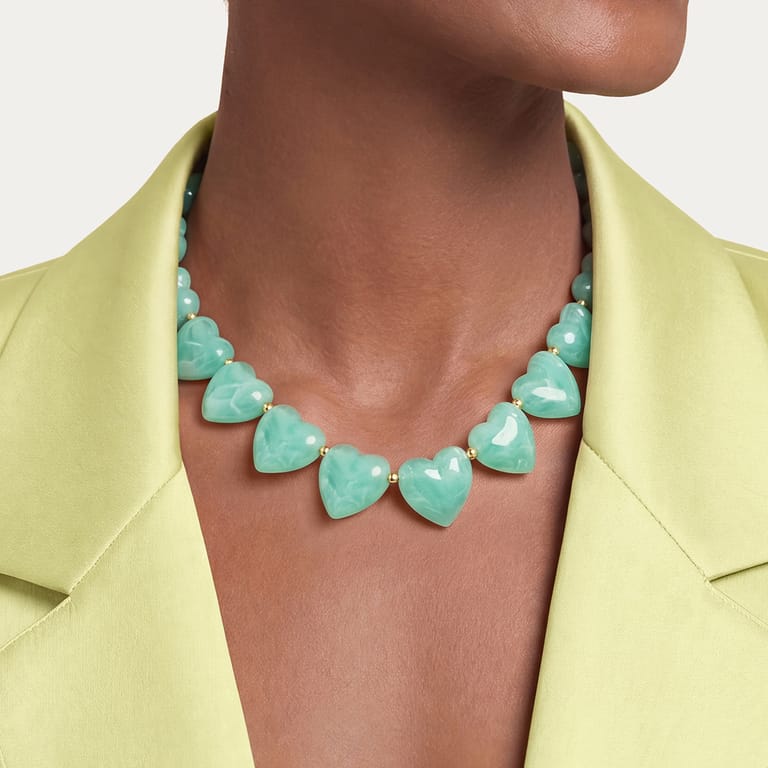 Stainless steel kralenketting hart voor dames