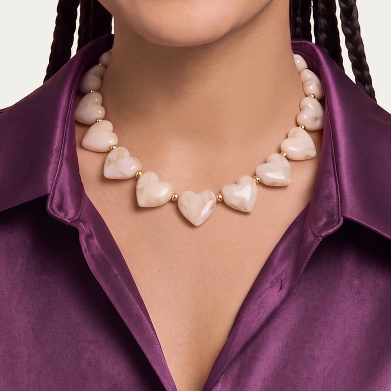 Stainless steel kralenketting hart voor dames