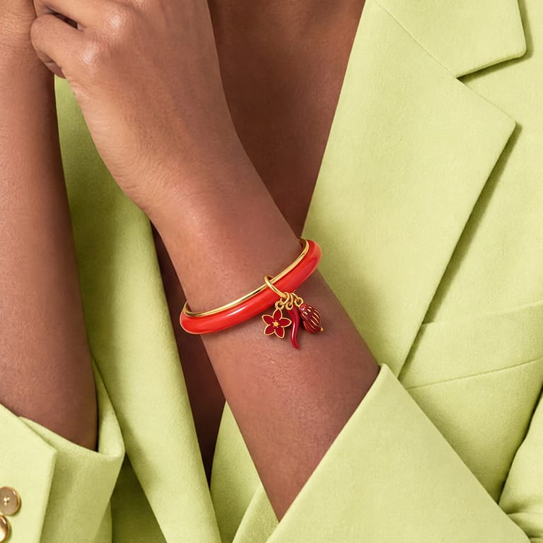 Stainless steel bangle met bedels voor dames