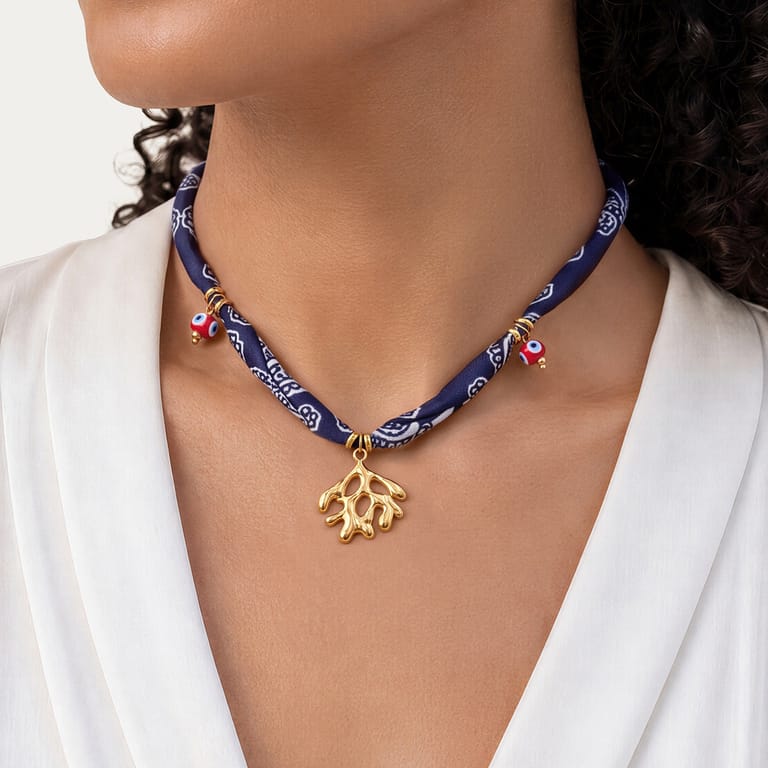 Stainless steel ketting blauw met hanger voor dames
