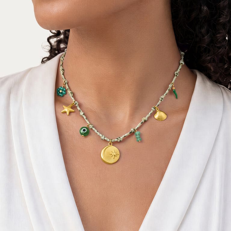 Edelstahlkette mit Anhängern für Damen