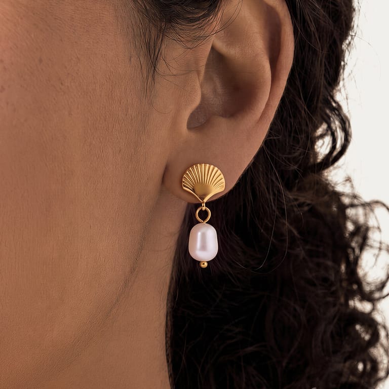 Stainless steel oorknoppen schelp voor dames