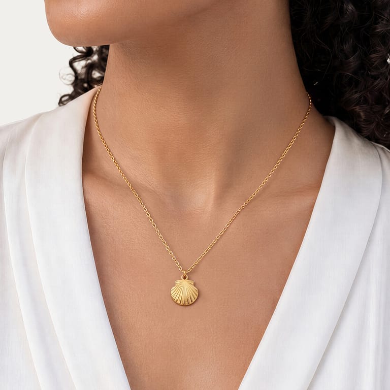 Stainless steel ketting met hanger schelp voor dames