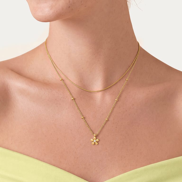 Stainless steel ketting met hanger bloem voor dames