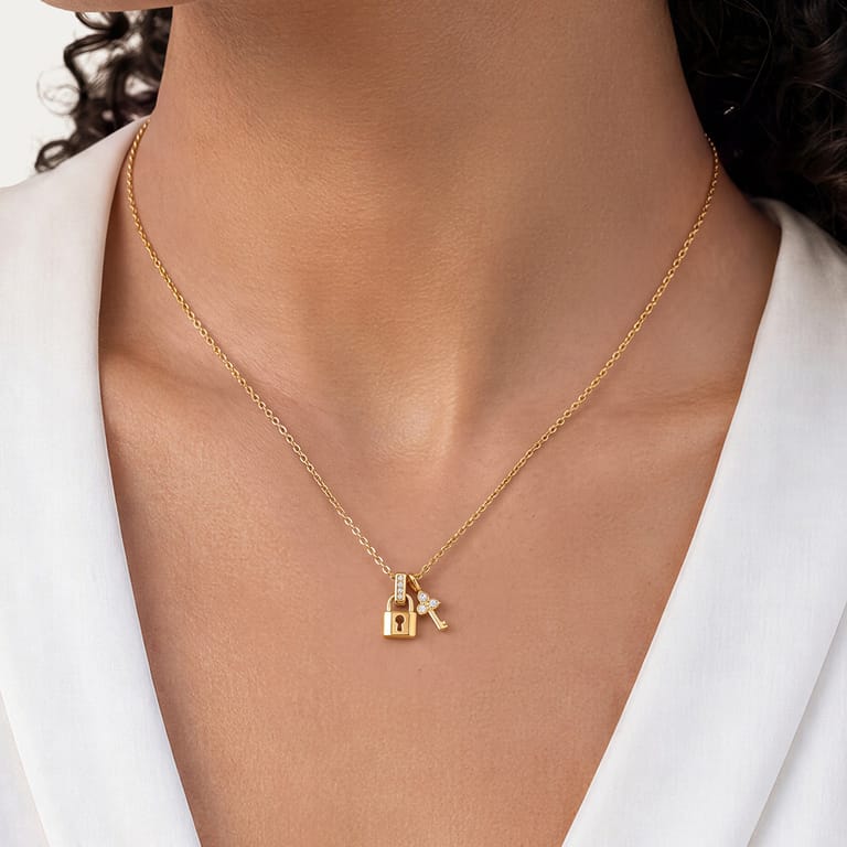 Stainless steel goldplated ketting met hanger slot voor dames