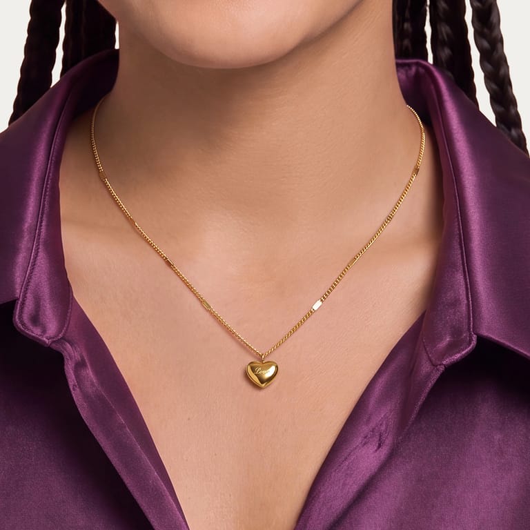 Edelstahl goldbeschichtete Halskette mit Herzanhänger für Damen