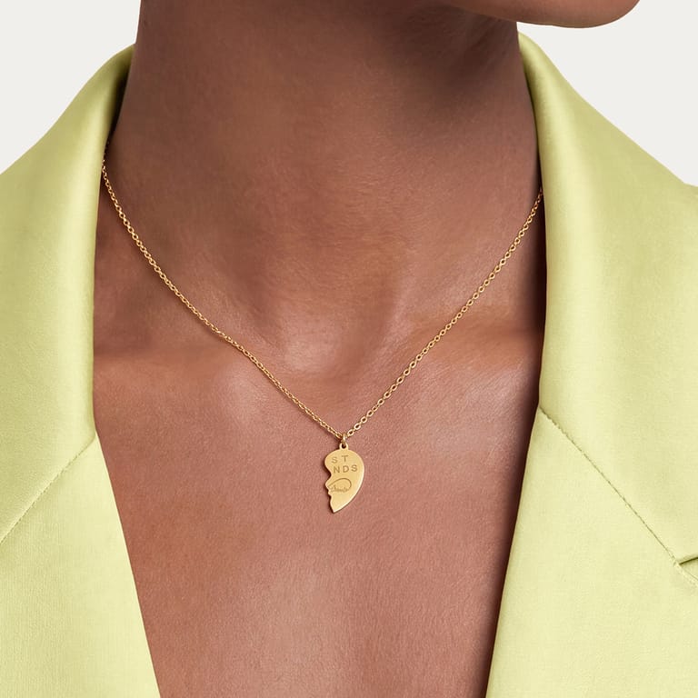 Roestvrijstalen goudvergulde kettingset met hanger hart Best Friends voor dames
