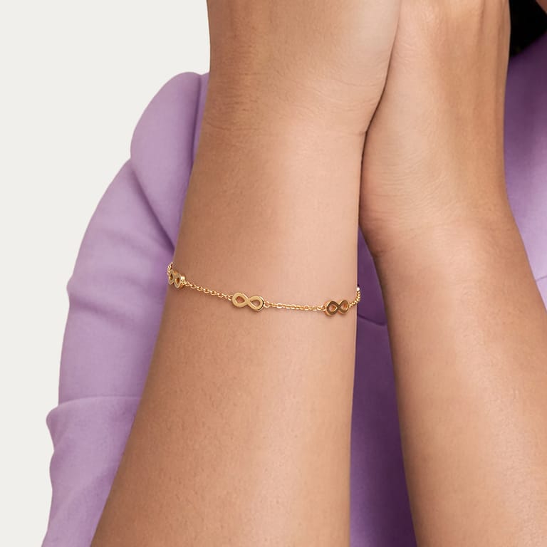 Edelstahl goldbeschichtetes Fantasiearmband Infinity für Damen