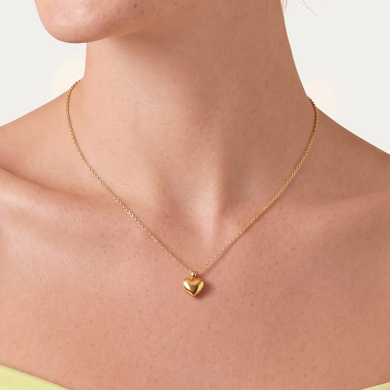 Stainless steel goldplated ketting met hanger hart voor dames