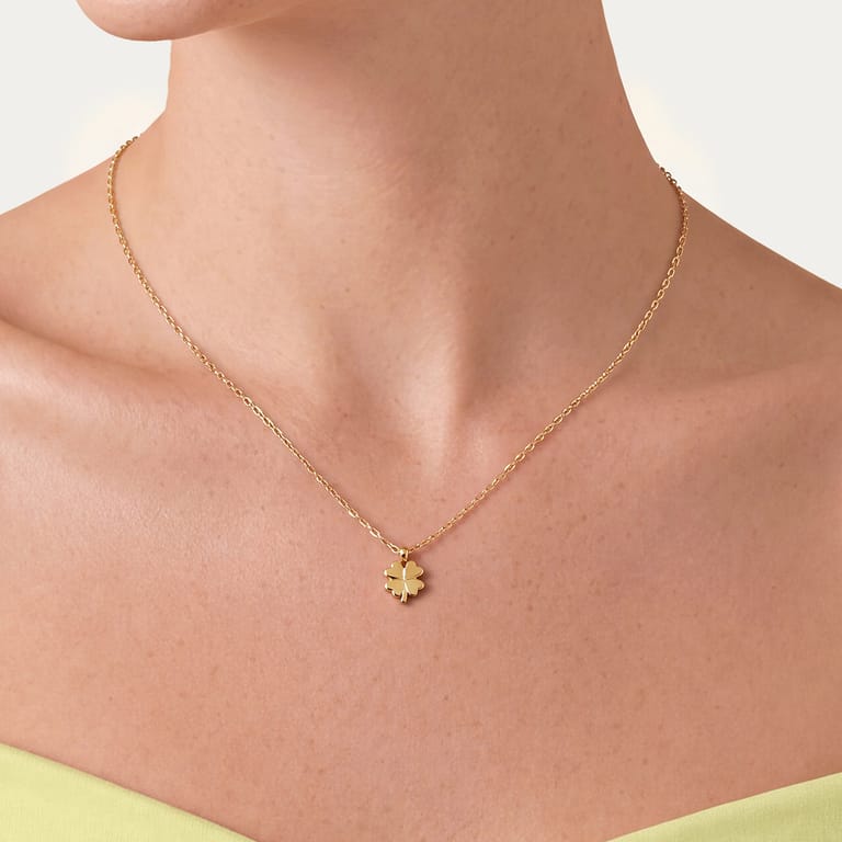 Edelstahl goldbeschichtete Kette mit Kleeblatt-Anhänger für Damen