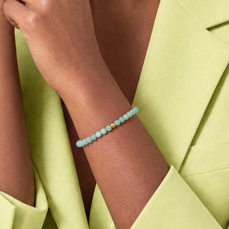 Edelstahl goldbeschichtetes Perlenarmband mit Aventurin für Damen