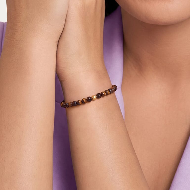 Rvs vergulde kralenarmband met tijgeroog voor dames