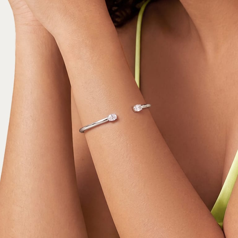 Stainless steel bangle met zirkonia voor dames