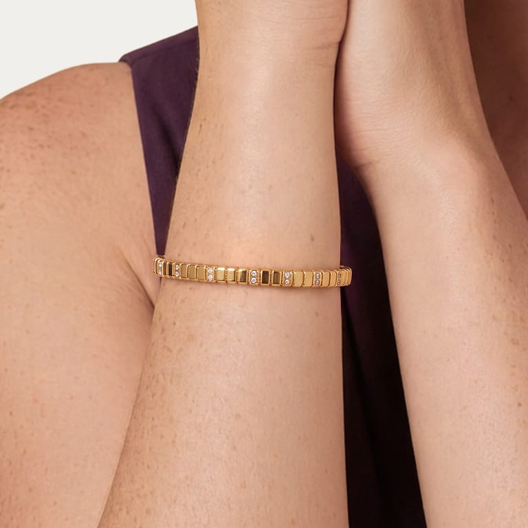 Stainless steel goldplated bangle met kristal voor dames