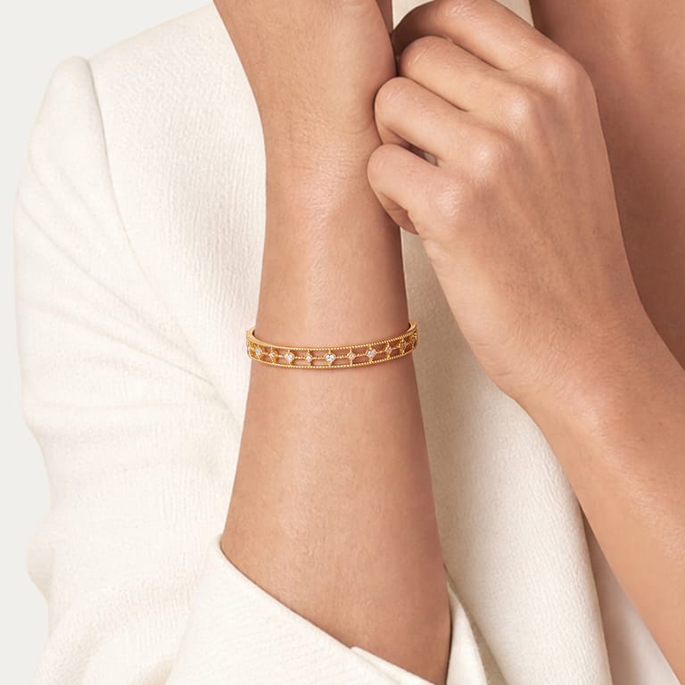 Stainless steel goldplated bangle met kristal voor dames