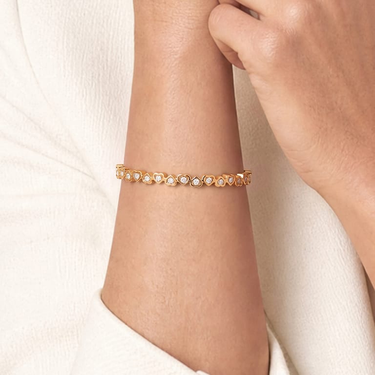 Stainless steel goldplated bangle met kristal voor dames