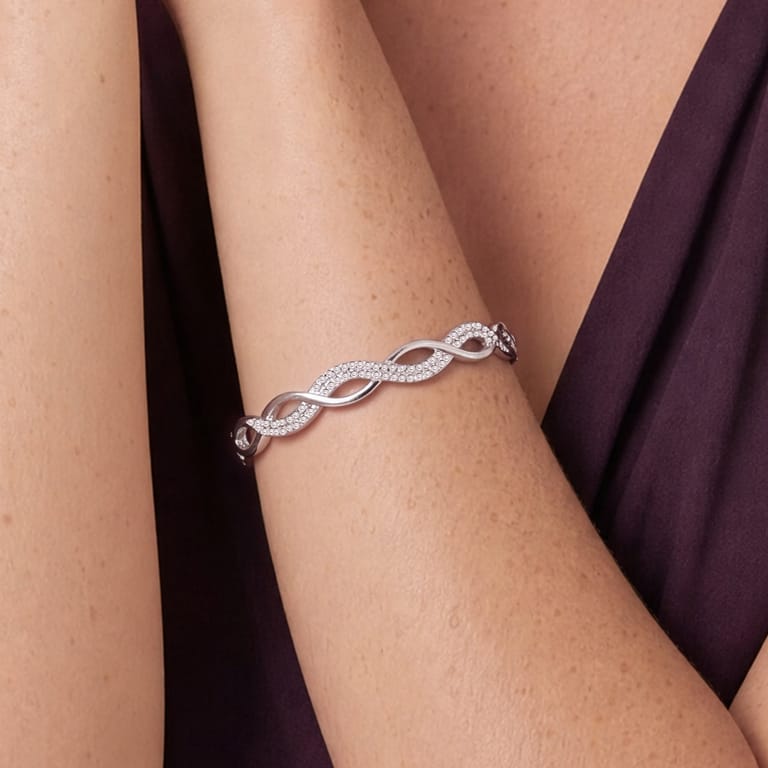 Stainless steel bangle met kristal voor dames
