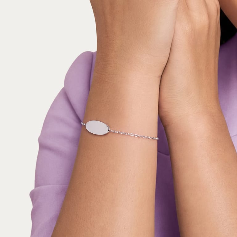 Edelstahl Plattenarmband oval