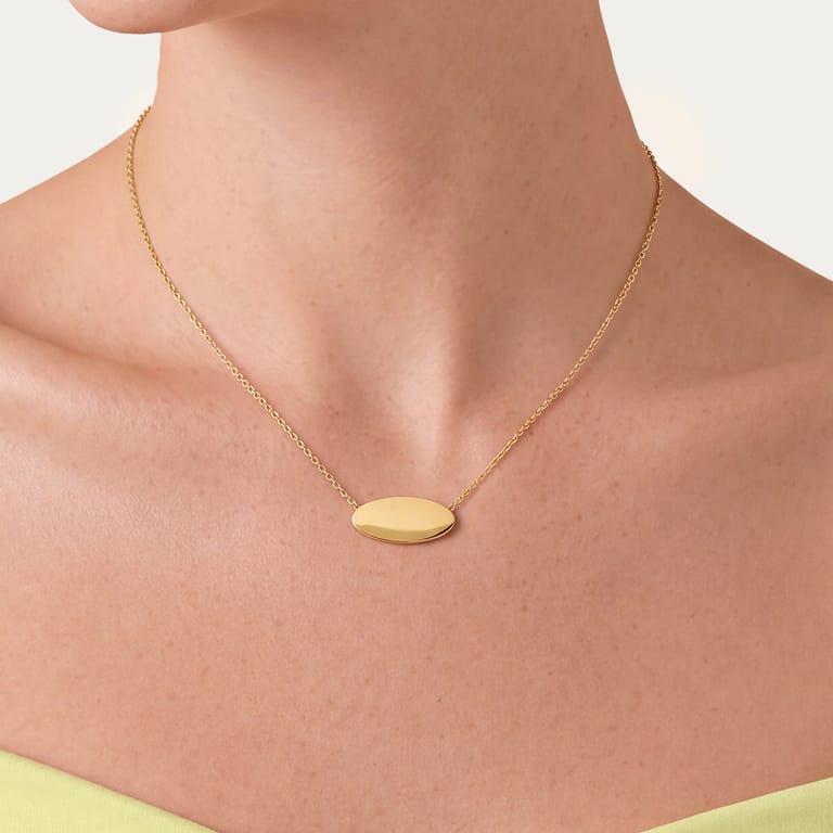 Stainless steel goldplated plaatketting ovaal
