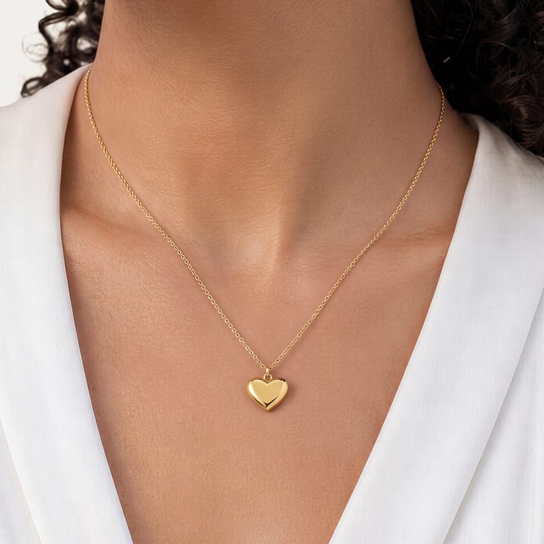Roestvrijstalen goudvergulde ketting met hartvormige hanger