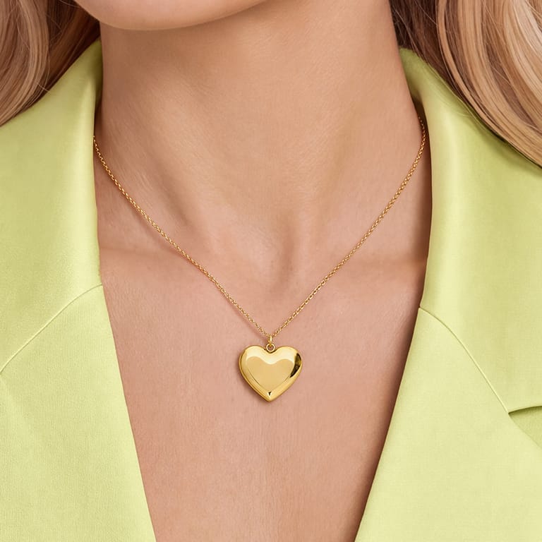 Roestvrijstalen goudvergulde ketting met grote hartvormige hanger