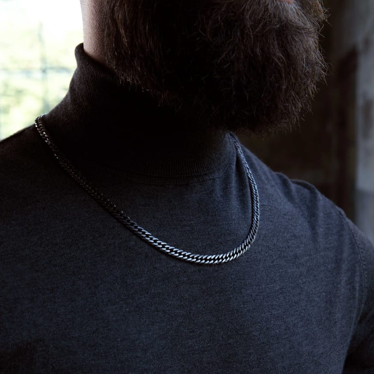 Halskette für Herren aus recyceltem Edelstahl, Gourmetglied