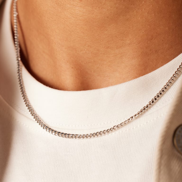 Gerecycleerde zilveren ketting met dubbele gourmet schakels