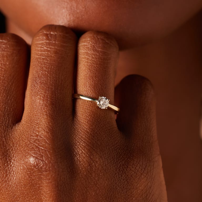 14 karaat gouden ring lab grown diamant 0,30ct