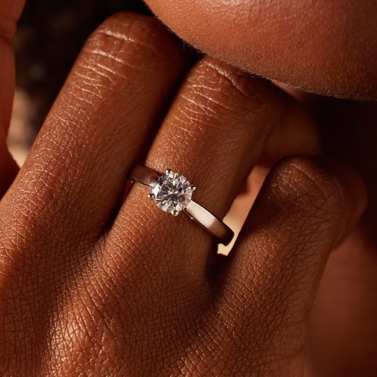 14 karaat witgouden solitair ring met lab grown diamant 1ct.