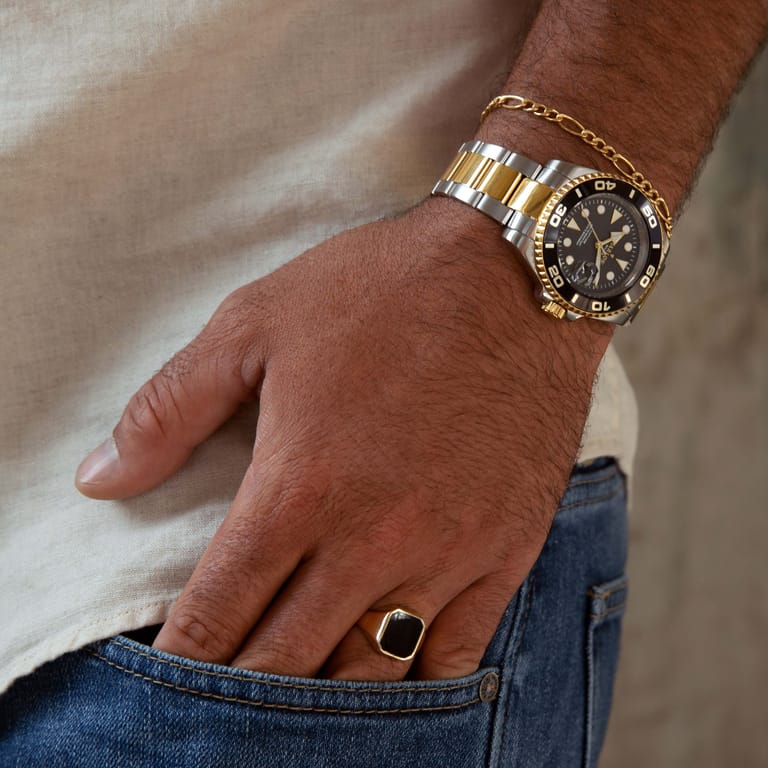 Herrenarmband, 585 Gelbgold, Figaroglieder