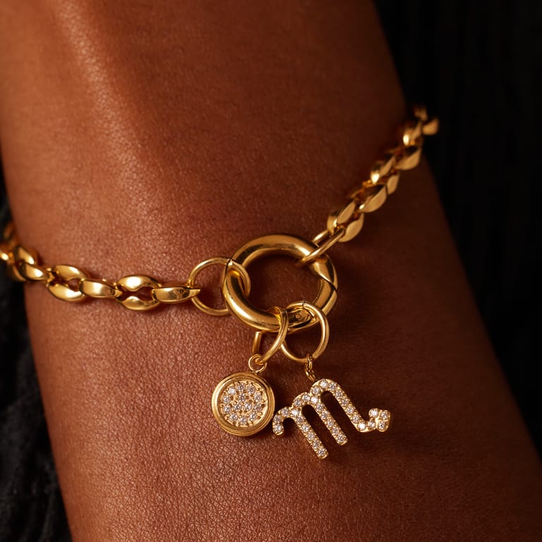 Stainless steel goldplated schakelarmband voor dames