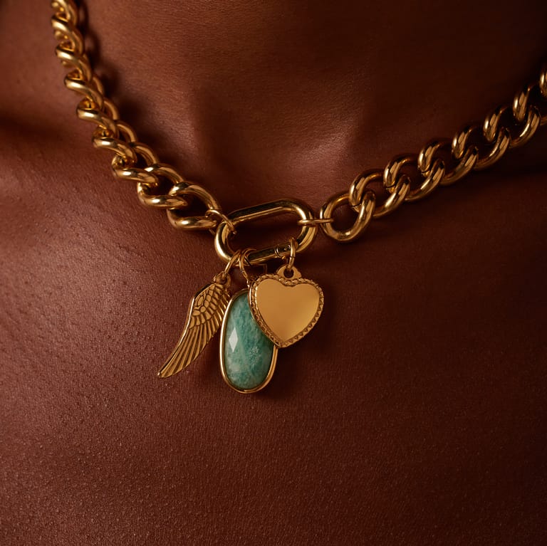 Stalen goldplated bedelketting gourmet voor dames