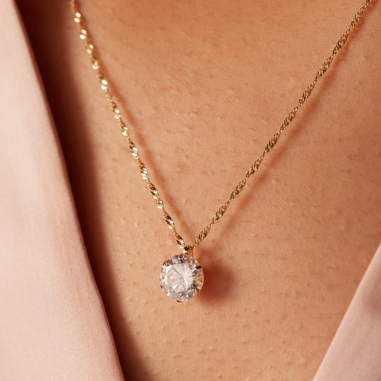 14 karaat gouden ketting met hanger zirkonia voor dames
