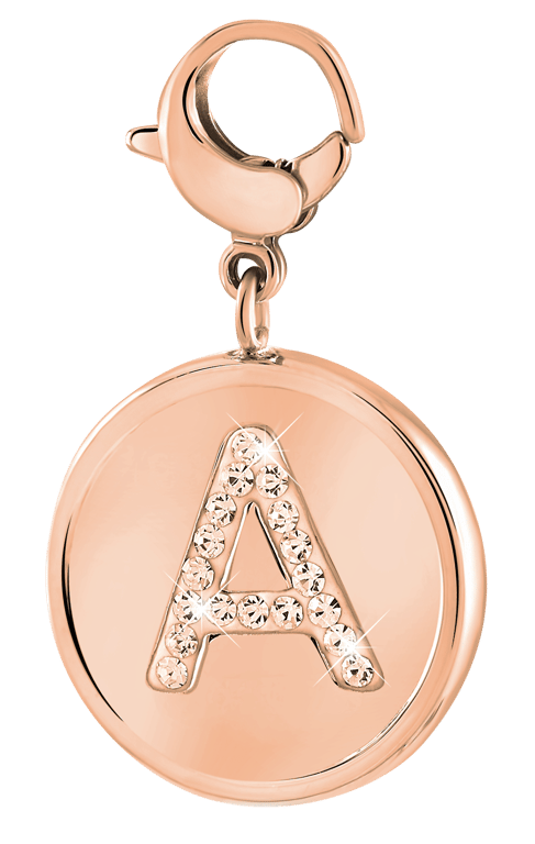 Stalen roséplated letterhanger met kristal voor dames