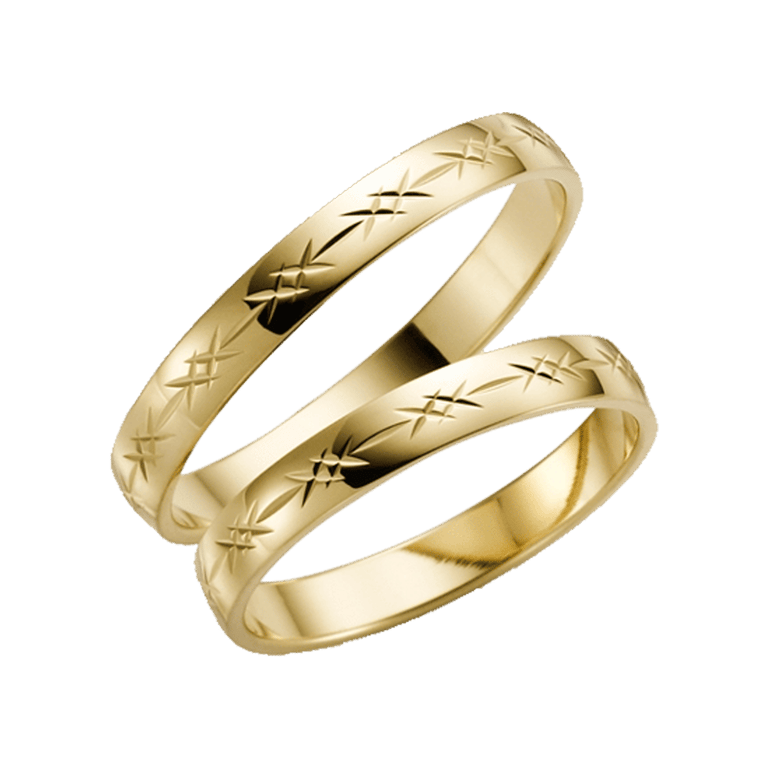Acacia, gelbgoldener Trauring für Damen, 14 Karat, H01