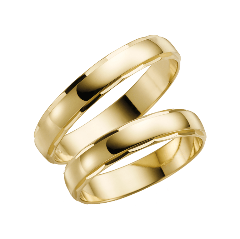 Clover, gelbgoldener Trauring für Damen, 14 Karat, H04