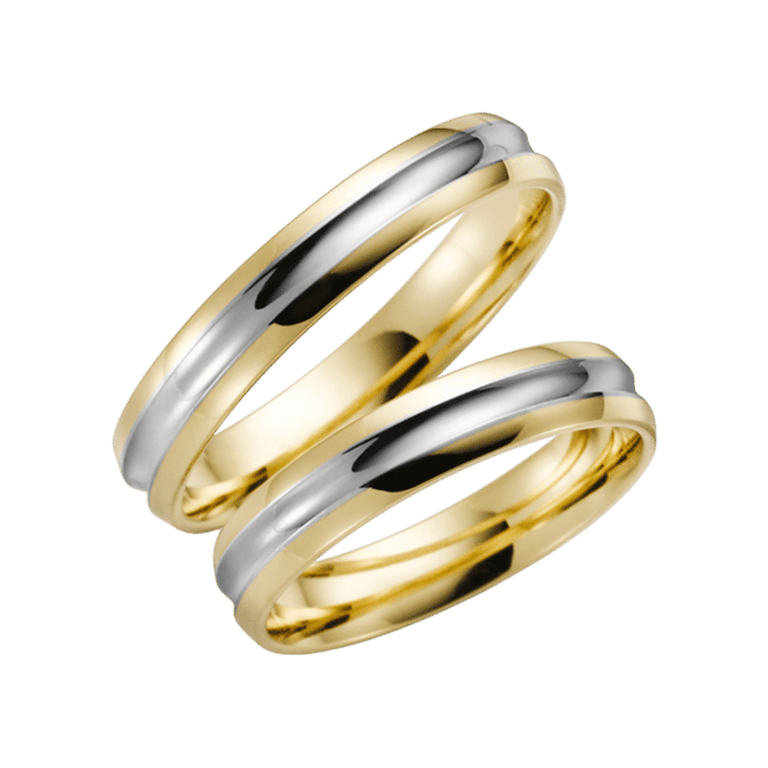 14K Bicolor-Trauring gelb/weiß Flora Damen H12