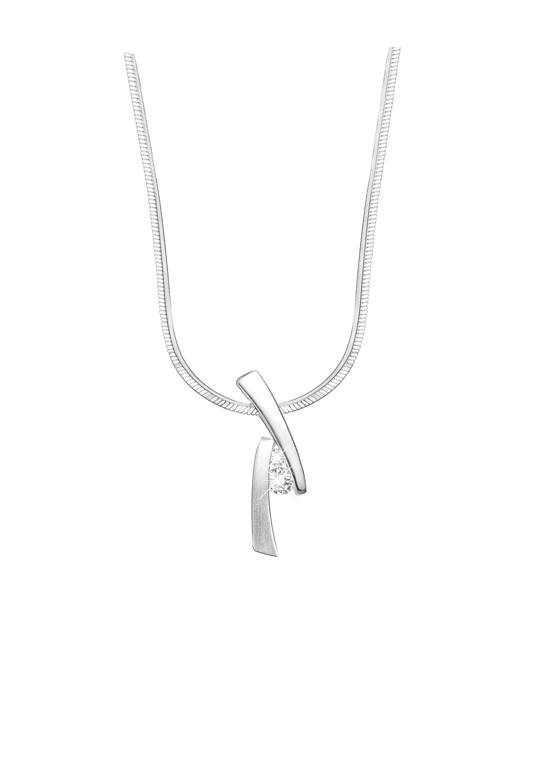 Zilveren ketting met hanger mat/glans met zirkonia