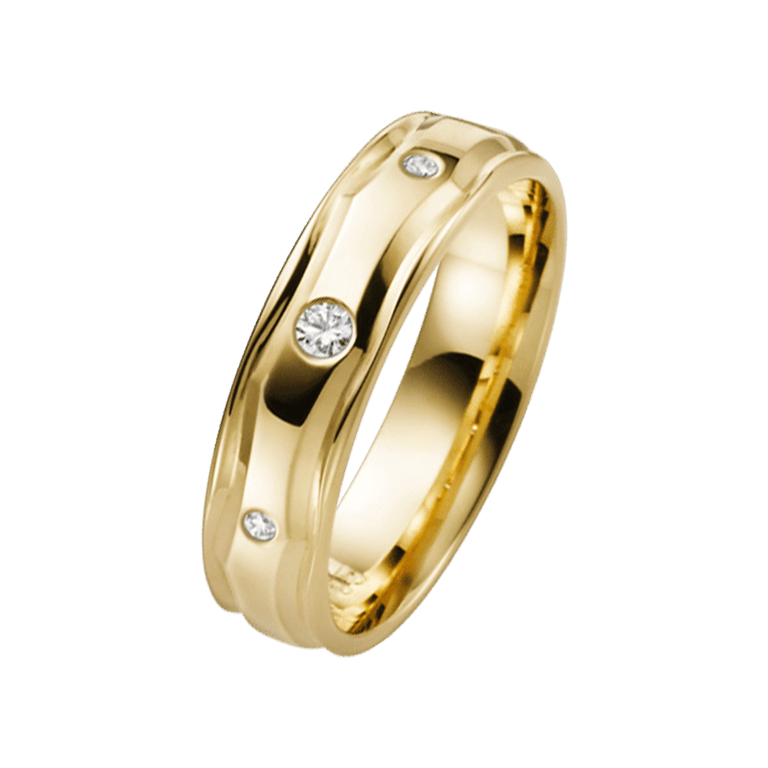 14K geelgouden trouwring met diamant Sunflower H71