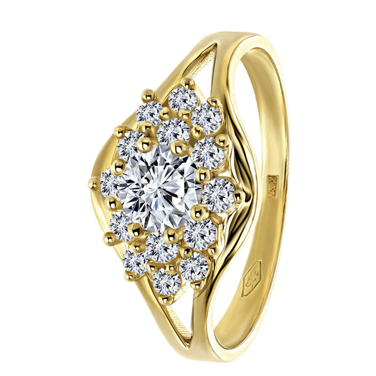 14 Karaat geelgouden ring met zirkonia