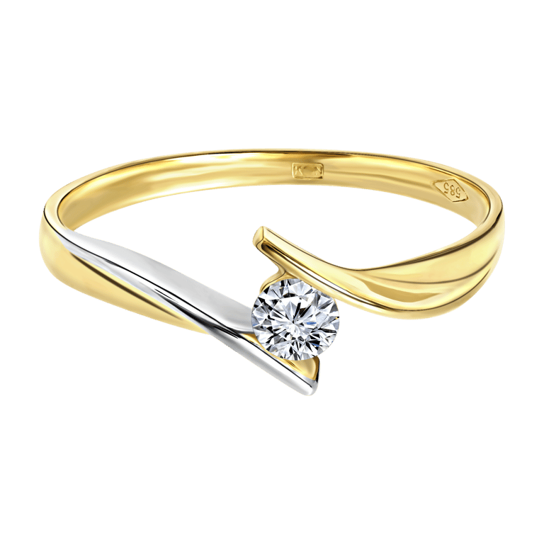 14 Karaat bicolor gouden ring met zirkonia