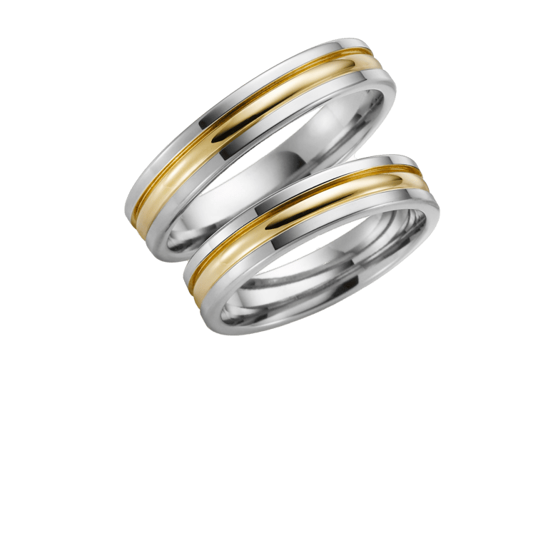 14 K bicolor trouwring wit/geel Kalina Dames H44
