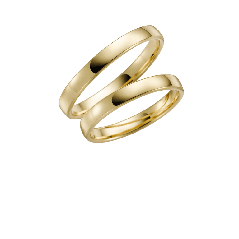Kamelie, gelbgoldener Trauring für Damen, 14 Karat, H54