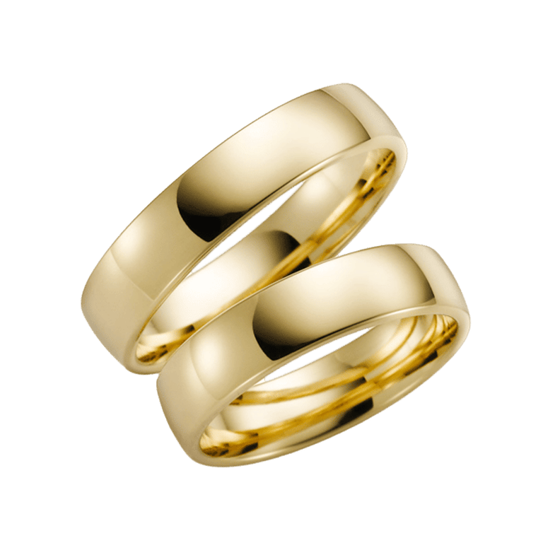 Pfingstrose, gelbgoldener Trauring für Herren, 14 Karat, H56