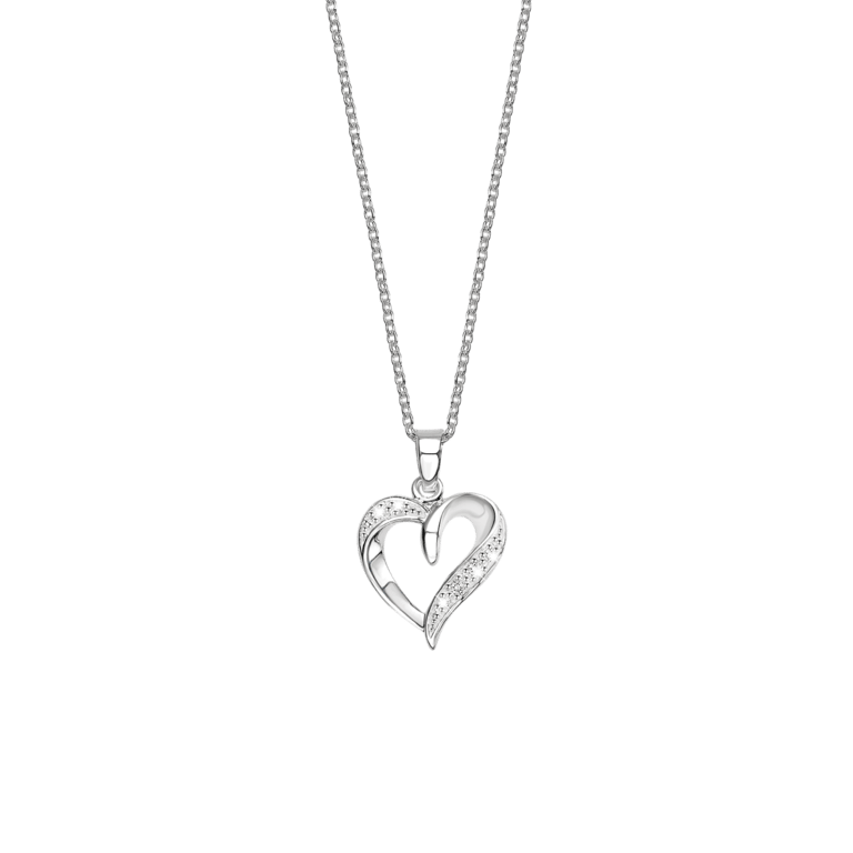 Zilveren ketting met hart zirkonia