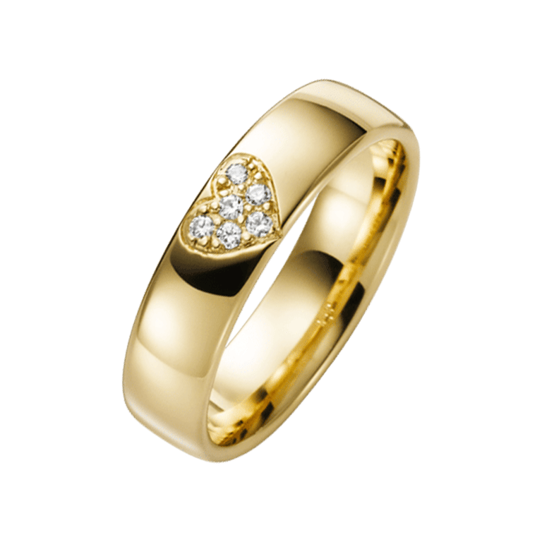 14K geelgouden trouwring diamant Pioenroos hrt H76