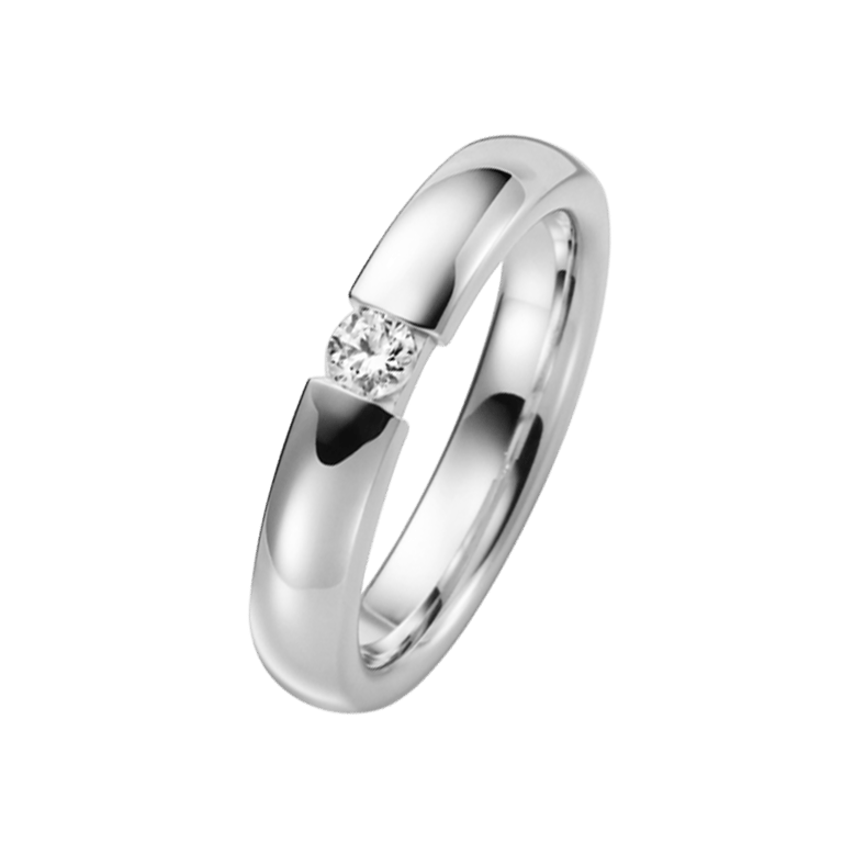 14-karätiger Weißgold-Trauring Morgenstern mit Diamant H79W