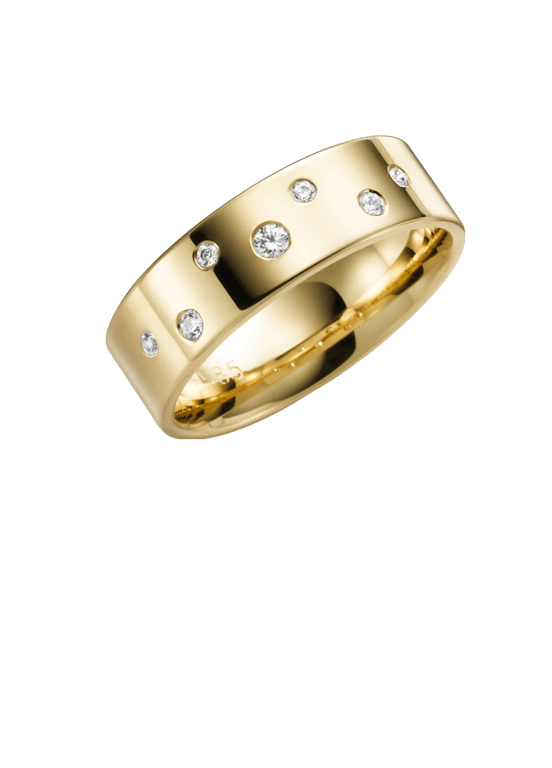 14K geelgouden trouwrig diamant Bluebell spots H78