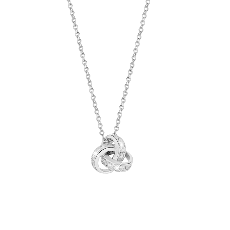 Silberkette und Charms in Knotenform mit Zirkonia